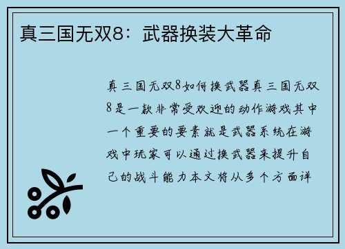 真三国无双8:武器换装大革命